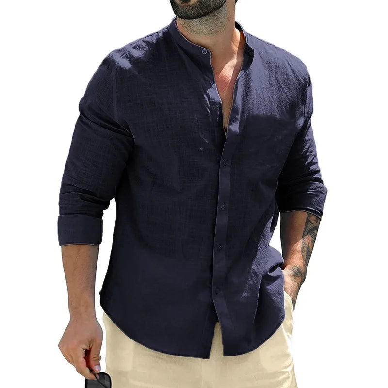The York – Men’s White Cotton Long Sleeve Shirt