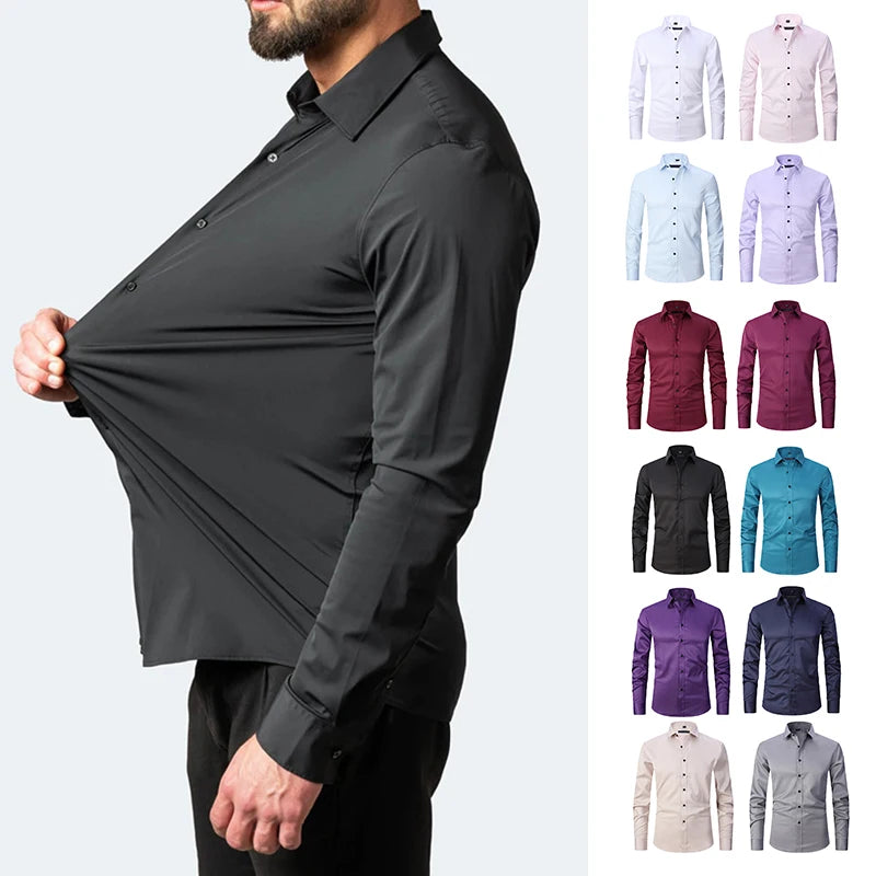 The Milano – Men’s High Elastic Seamless Dress Shirt