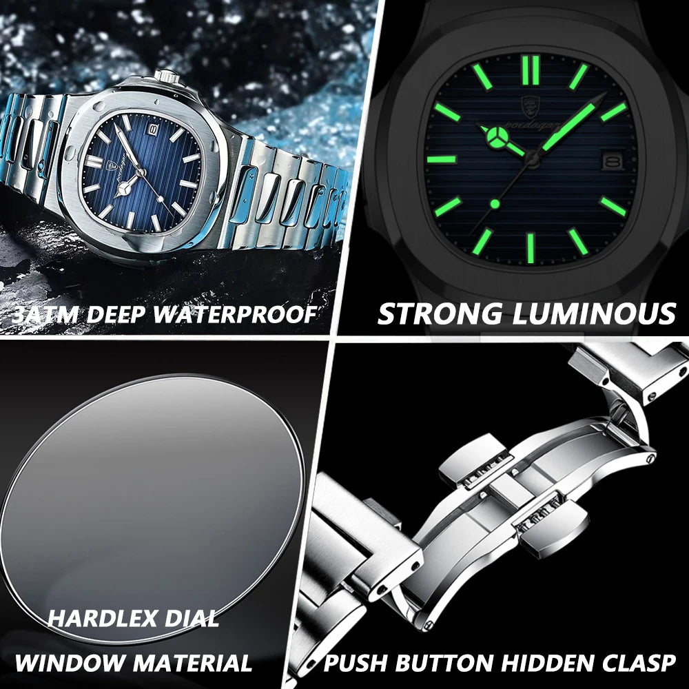 Poedegar Imperial – Men’s Square Stainless Steel Watch