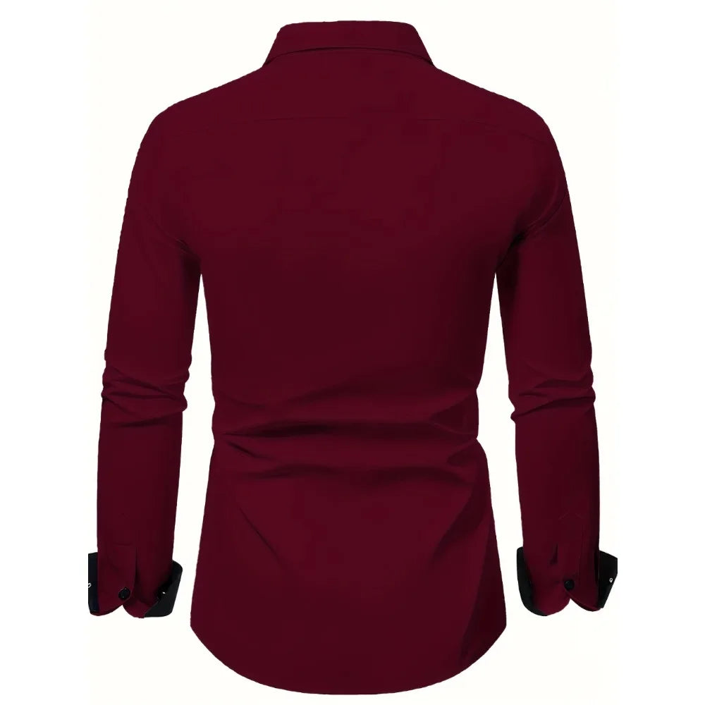 Classic Black Patchwork Men’s Smart Business Shirt Black Label