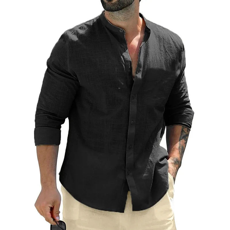 The York – Men’s White Cotton Long Sleeve Shirt