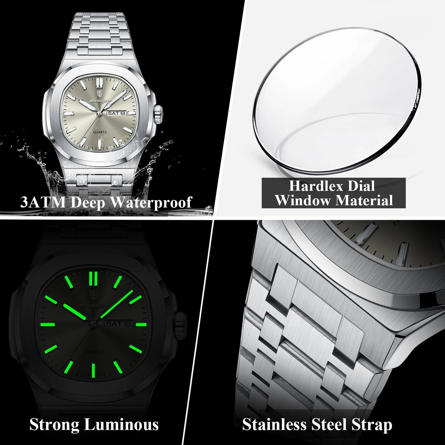 Luminous Quartz Watch Men’s Stainless Steel - Astra