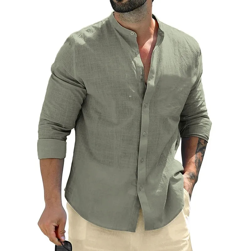 The York – Men’s White Cotton Long Sleeve Shirt