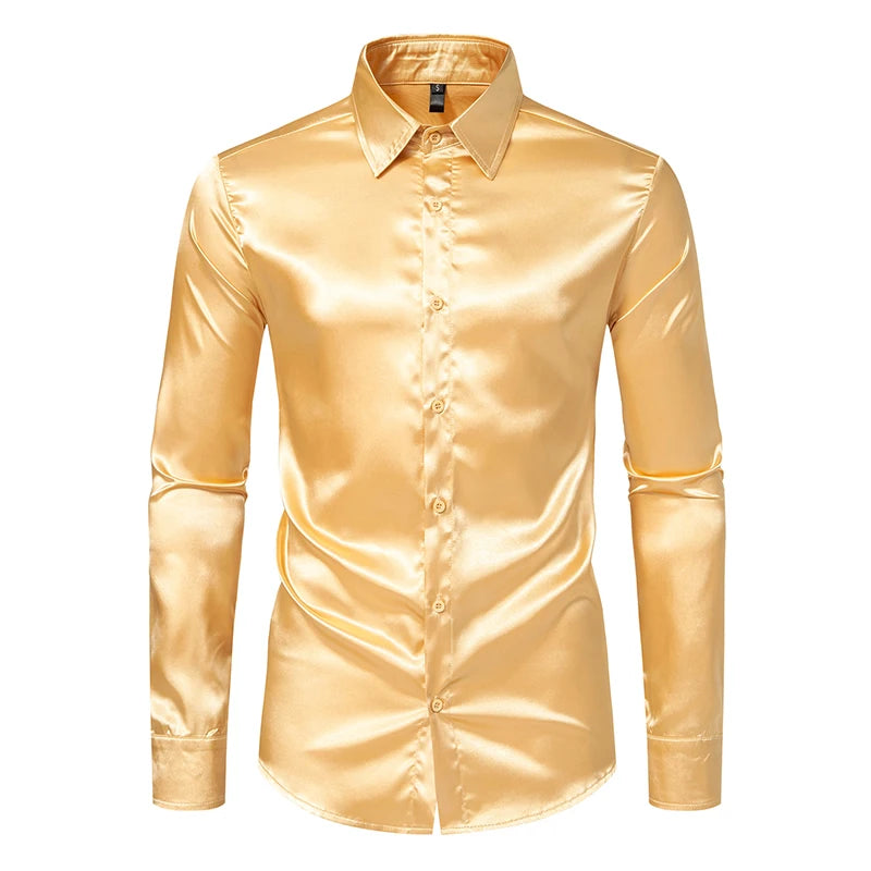 The Manhattan – Men’s Black Satin Dress Shirt