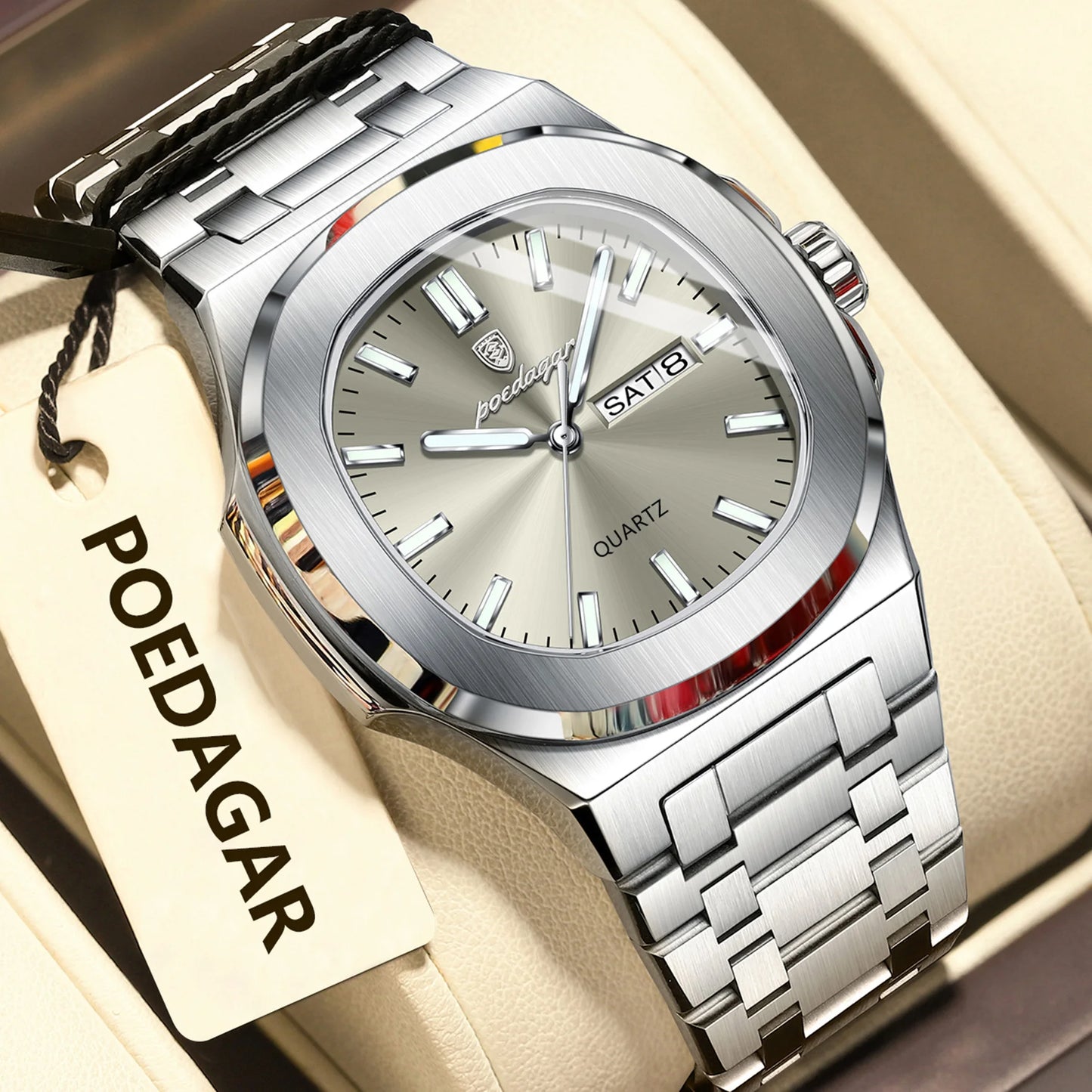 Luminous Quartz Watch Men’s Stainless Steel - Astra