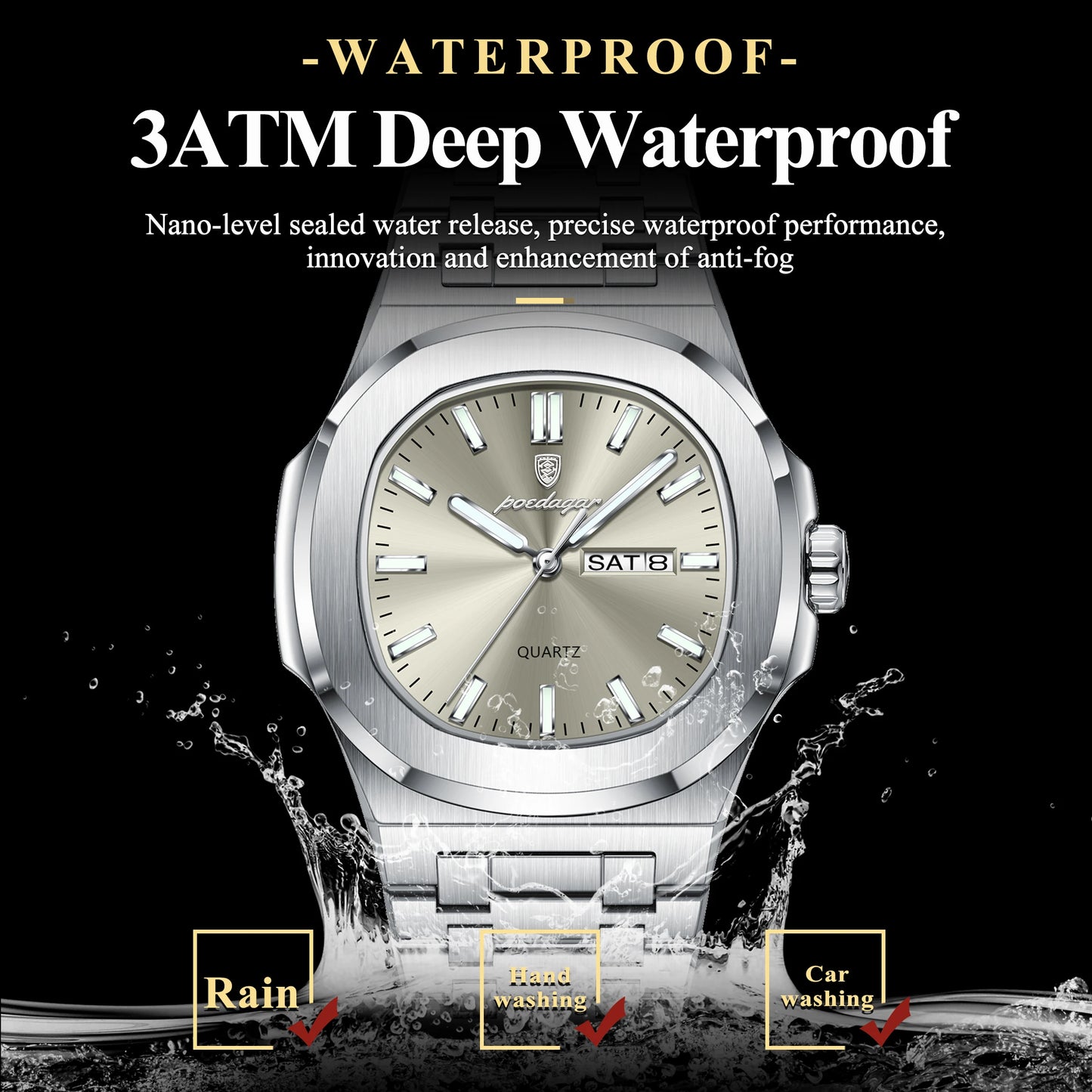 Luminous Quartz Watch Men’s Stainless Steel - Astra