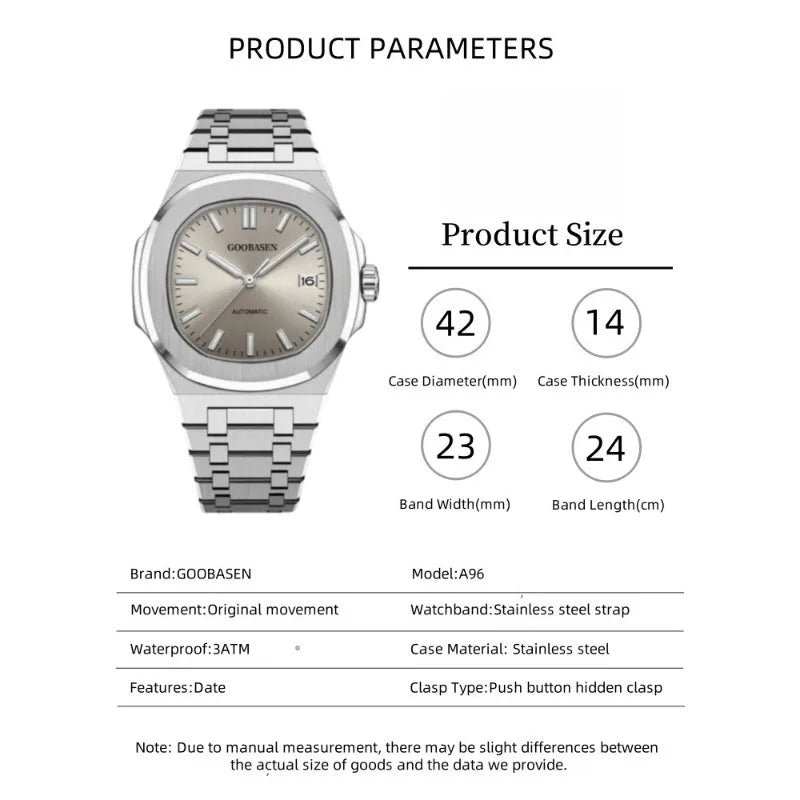 Luxury Men’s Watch – Square Stainless Waterproof