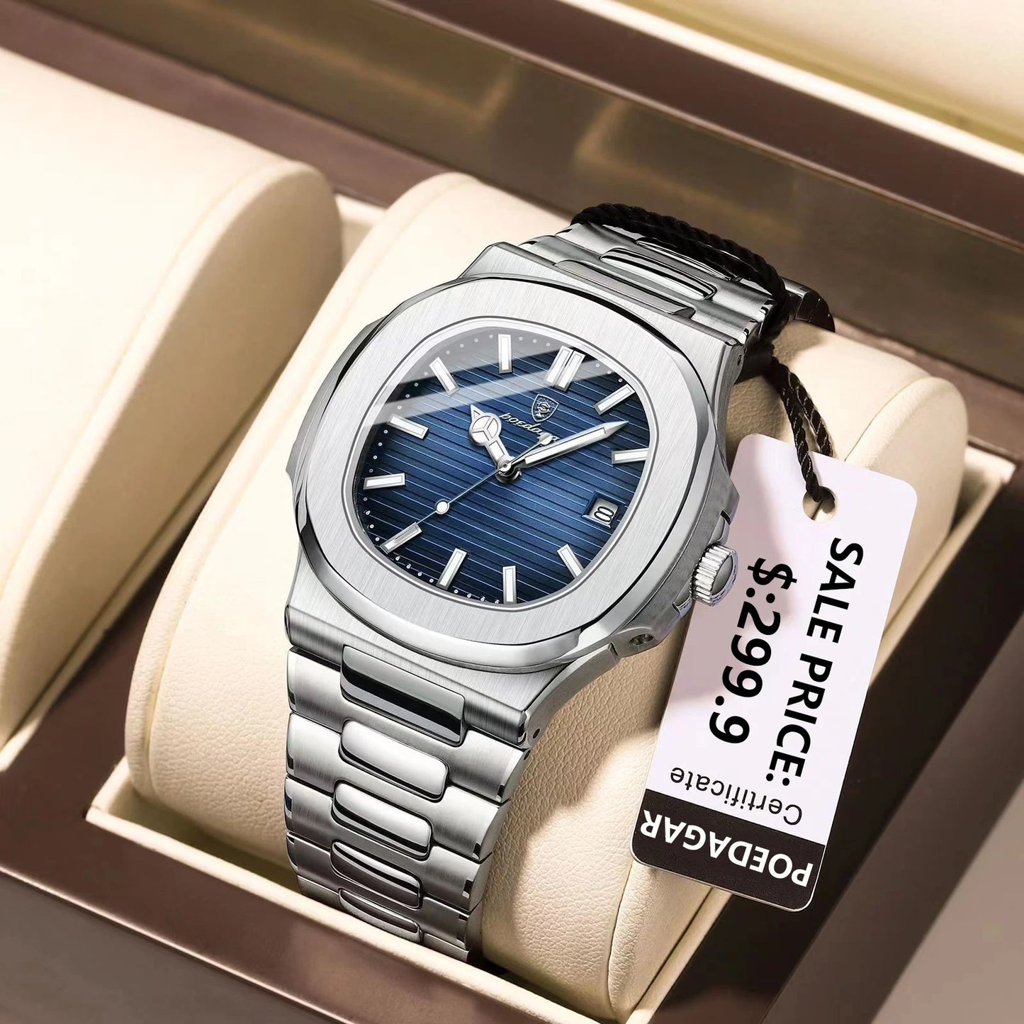 Poedegar Imperial – Men’s Square Stainless Steel Watch