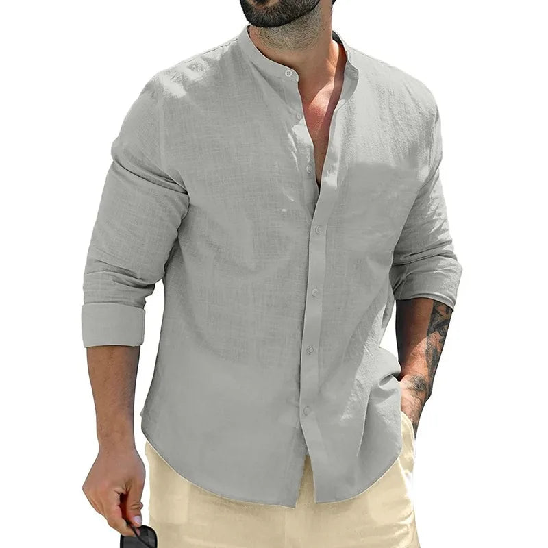 The York – Men’s White Cotton Long Sleeve Shirt