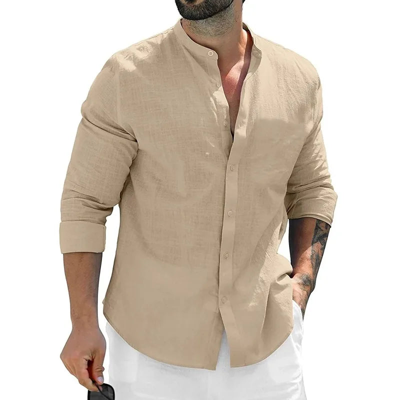 The York – Men’s White Cotton Long Sleeve Shirt