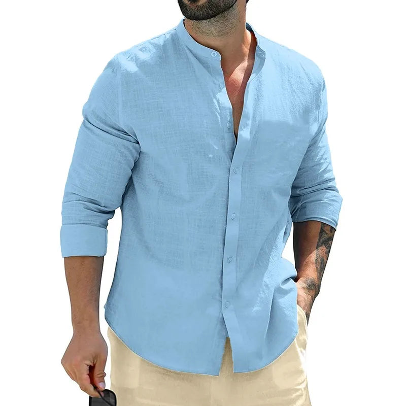 The York – Men’s White Cotton Long Sleeve Shirt