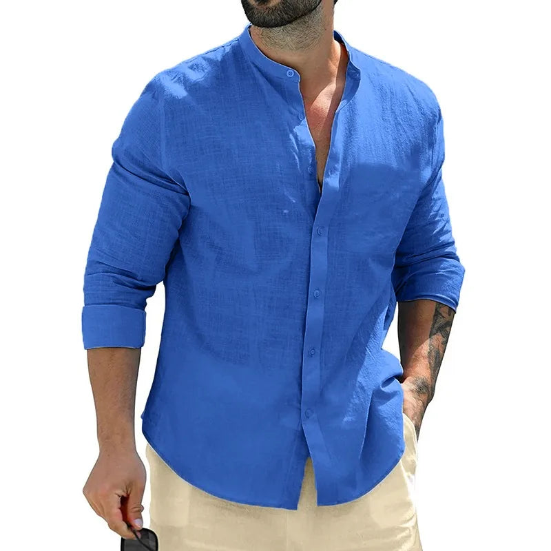 The York – Men’s White Cotton Long Sleeve Shirt