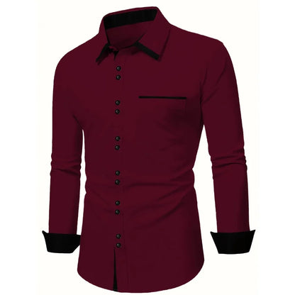 Classic Black Patchwork Men’s Smart Business Shirt Black Label