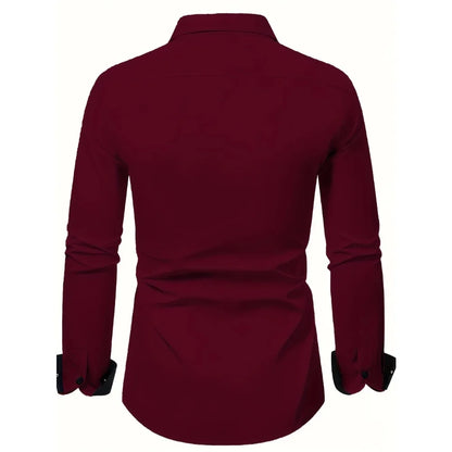 Classic Black Patchwork Men’s Smart Business Shirt Black Label
