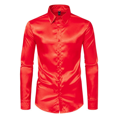 The Manhattan – Men’s Black Satin Dress Shirt