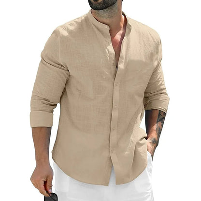 The York – Men’s White Cotton Long Sleeve Shirt